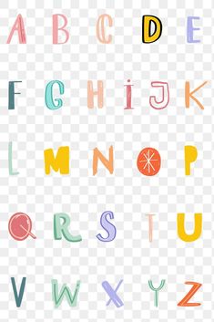 an alphabet with different colored letters and numbers