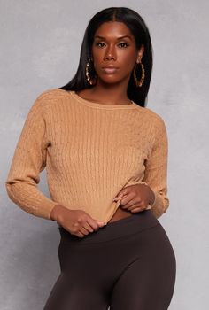 Daisy, Long Sleeves, Crew Neck, Sweater, Cropped Hem, Solid, Cable Knit, Item Number 3413064725665 Knit Cropped Sweater, Sweater Cropped, Rainbow Shop, Cropped Sweater, Item Number, Crew Neck Sweater, Womens Clothing Tops, Cable Knit, Neck Sweater