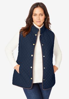 Luxury Outdoor Vest With Padded Collar, Womens Tailored Suit, Plus Size Winter, Tunic Tank Tops, Ladies Of London, Quilted Vest, Vest Fashion, Swimsuits For All, Vest Outfits