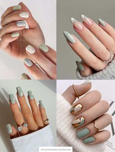 19+ Sage Green Nails To Inspire Your Next Mani [2024] Metallic Olive Green Nails, Olive Green Manicure, Green Beige Nails, Olive Green Gel Nails, Khaki Nail Designs, Olive Nails Design, Olive Green Nail Art, Olive Green Nails Designs, Olive Green Nail Ideas