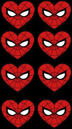 spiderman heart shaped stickers on a black background