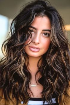 31 Gorgeous Dark Brown Hair Color Ideas To Try In 2024 - The Hairstyle Edit Summer Hair For Dark Brunettes, Summer Hair For Dark Hair, Hair 2024 Summer, Brunette Hair Color Ideas For Summer Dark, Dark Brown Hair With Peekaboo Highlights, Balayage Ideas For Brunettes, Brunette Summer Hair Color 2024, Sun Kissed Brunette Hair, Highlights For Dark Brown Hair Balayage