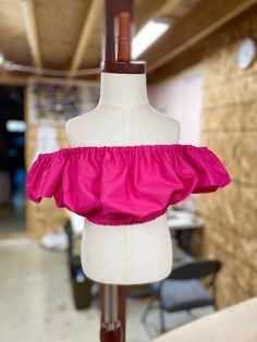 Off shoulder girls crop top, made of 100% cotton woven.  Made to order. More colors available see drop down menu. Pink Off-shoulder Crop Top For Summer, Summer Pink Off-shoulder Crop Top, Pink Ruffled Summer Crop Top, Pink Summer Crop Top With Ruffles, Bohemian Off-shoulder Crop Top For Summer, Pink Fitted Bohemian Crop Top, Fitted Pink Bohemian Crop Top, Pink Bohemian Festival Crop Top, Pink Bohemian Crop Top For Vacation