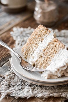 a piece of cake on a plate with a fork