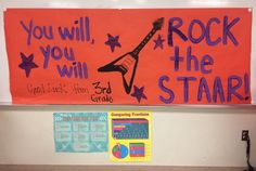 a bulletin board with writing on it that says, you will win rock the star