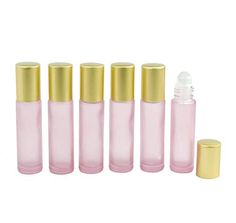 Grand Parfums 10ml, 1/3 oz, Blush Frosted Rose Pink Glass Roller Bottles, Great for Gifting Perfumes, Colognes, Essen...