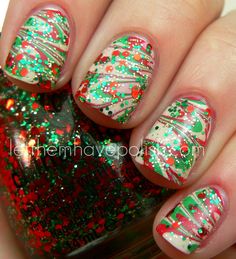 Christmas nails Water Marbling, Awesome Nails, Christmas Nail Art Designs, Holiday Nail Art, Xmas Nails, Christmas Nail Designs, Pedicures, Christmas Nail