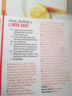 the recipe for lemon bars is shown in an article about how to make them at home