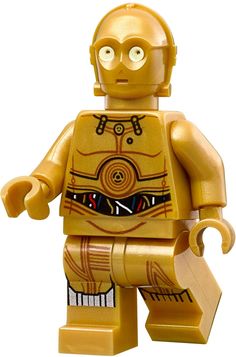 a lego star wars character with yellow eyes