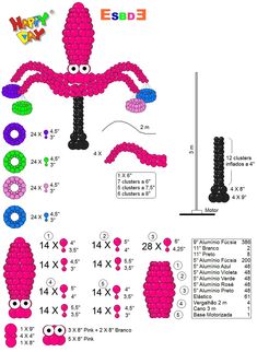 the instructions for how to make an octopus bead pattern with beads and threads