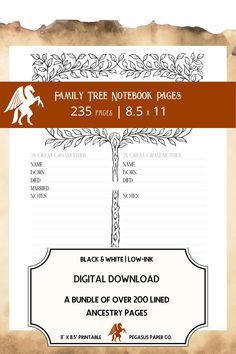 the family tree notebook page is shown