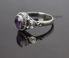 Handmade Amethyst Ring Metal - 925 Sterling Silver Stone - Natural Amethyst Handmade Boho Ring Engagement Ring Solitaire, Purple Gems, Half Eternity Band, Gem Ring, Rose Gold Band, Boho Ring, Ring Metal, Ring Promise, Ring Engagement