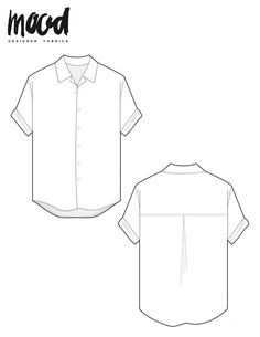 the front and back view of a men's short sleeved shirt with an open collar