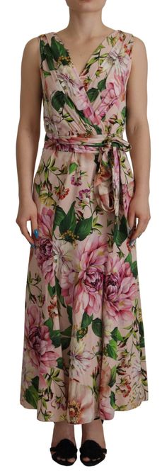 Dolce & Gabbana Elegant Floral Silk Wrap Women's Dress Dolce And Gabbana Print, Vintage Dolce And Gabbana, Gabbana Dress, Silk Chiffon Fabric, Silk Wrap Dresses, Dolce Gabbana Dress, Dolce E Gabbana, Silk Wrap, Sleeveless Maxi Dress