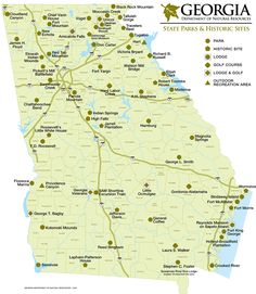 a map of state parks and historic sites in the united states, with major cities