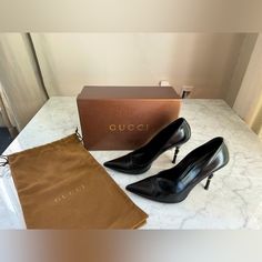 Gucci Black Leather Heels. Size 8. 4.25” Heel. Good Condition. Souls Of Shoes Have Been Redone. Shoes Gucci, Black Leather Heels, Gucci Black, Gucci Shoes, Leather Heels, Shoes Women Heels, Shoes Heels, Black Leather, Gucci