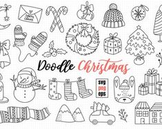 doodle christmas clipart set