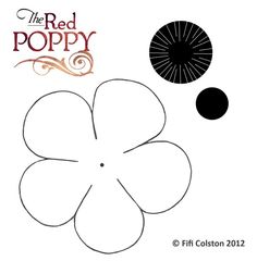 the red poppy logo is shown in black and white, as well as an image of a flower