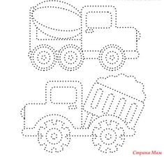 a coloring page with trucks and cars for children to learn how to draw the truck