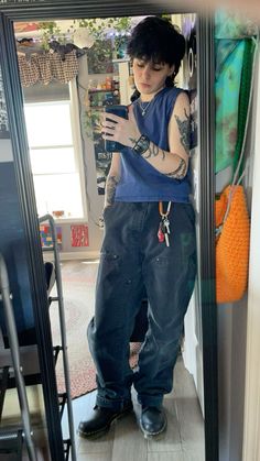 Guys Skater Outfits, Bar Fits Casual, Masc Dress Clothes, Masc Interview Outfits, Black Transmasc Fashion, Trans Masculine Outfits, Easy Masc Outfits, Masc Grunge Outfits Summer, Masc Costumes