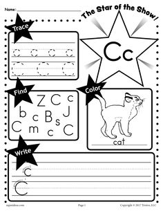 FREE Letter C Worksheet: Tracing, Coloring, Writing & More! Letter G Activities, Letter C Worksheets, Alphabet Letter Worksheets, Worksheet Preschool, Printable Alphabet Worksheets, Kindergarten Letters