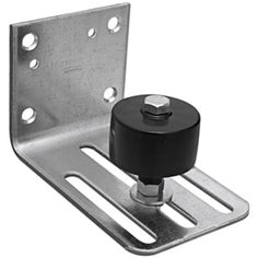 a metal bracket with a black knob on it