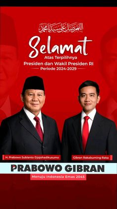 two men in suits and ties standing next to each other with the caption selamat