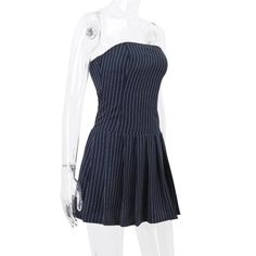 Please refer to our sizing chart for a guideline when choosing a size. 5 business days order processing time. 90% polyester 10% spandex Fitted Pinstripe Sleeveless Dress, Fitted Sleeveless Pinstripe Dress, Striped Fitted Mini Dress With Spaghetti Straps, Striped Mini Dress With Spaghetti Straps, Striped Fitted Dress With Spaghetti Straps, Fitted Striped Dress With Spaghetti Straps, Striped Lined Mini Dress For Summer, Summer Striped Lined Mini Dress, Casual Bandeau Mini Dress With Stretch