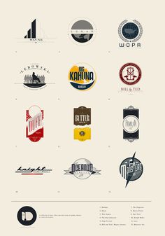 a bunch of different types of logos on a white background, including beer and other beverages