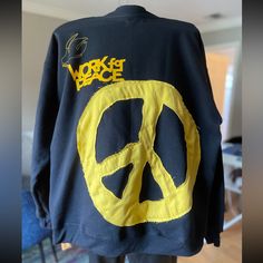 Xl Black Crew Neck Urban Yellow Long Sleeve Tops, Yellow Urban Sweatshirt For Streetwear, Urban Yellow Sweatshirt For Fall, Yellow Urban Sweatshirt For Fall, Yellow Urban Streetwear Sweatshirt, Urban Yellow Graphic Print Sweatshirt, White Cable Knit Sweater, Navy Crewneck, Geometric Sweater