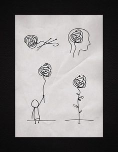 a drawing of two people holding hands and one has a flower in the other's head