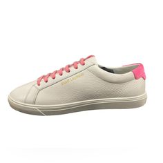 Brand New Ysl Sneakers! Sz 41! Pink And White Sneakers! Low-top Sneakers With Vulcanized Sole, Sporty Custom Sneakers With Branded Heel Counter, Casual Low-top Custom Sneakers With Branded Heel Counter, Casual Custom Low-top Sneakers With Branded Heel Counter, Casual Low-top Custom Sneakers With Branded Heel, Low-top Vulcanized Sole Sneakers, Pink And White Sneakers, Ysl Sneakers, Saint Laurent Shoes Sneakers