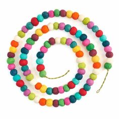 multicolored felt beaded necklaces on white background