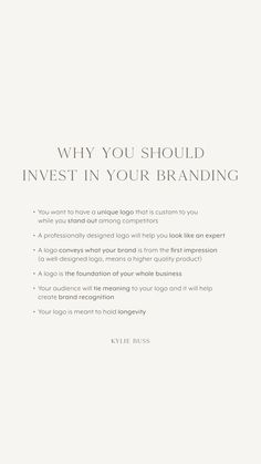 an advertisement with the words why you should invest in your branding