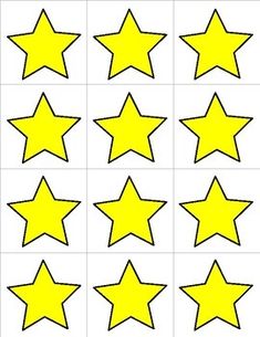 yellow stars are arranged in rows to form the shape of a star, with four different colors