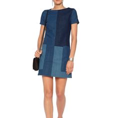 Color: Rosemary Mix Condition: New With Tags Denim Patchwork Is Polished Yet Playful On This Denim Shift Dress. A Clean Silhouette With Cap Sleeves And Side Pockets. Exposed Back Zipper Closure. Dress Semi-Fitted Denim 93.5% Cotton, 5% Polyester, 1.5% Elastane Designed In Usa Blue Patchwork Casual Denim Dress, Casual Blue Denim Patchwork Dress, Denim Blue Knee-length Patchwork Dress, Medium Wash Patchwork Denim Dress, Casual Denim Blue Patchwork Dress, Casual Denim Blue Dress With Patchwork, Denim Blue Patchwork Knee-length Dress, Knee-length Denim Blue Patchwork Dress, Medium Wash Patchwork Summer Dress