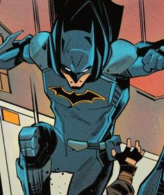 the batman is flying through the air with his arms outstretched