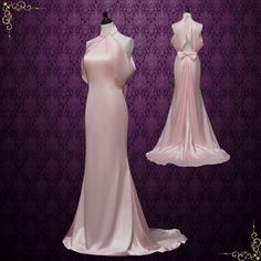 Pink Silky Satin Retro Hollywood Style Wedding Dress | BRIAR Satin Halter Wedding Dress, Hollywood Style Wedding, Retro Hollywood, Dress Quotes, Classic Hollywood Glamour, Modest Neckline, Halter Wedding Dress, Fairy Tale Wedding Dress, Hollywood Style