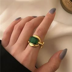 Emerald Ring Vintage, Ring Stacks, Adult Jewelry, Moldavite Jewelry, Life Of Luxury, Charm Ring, Lifestyle Shoot, Gold Color Ring