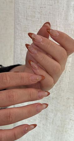 Autumn Aesthetic Nails Short, Oval Nails Autumn, November Nails, Nails 2023, Nails Fall, Fire Nails