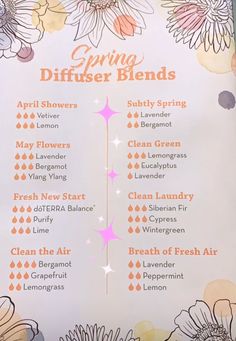 Spring Diffuser Blends, Scent Blends, Oil Therapy, Home Diffuser, Doterra Diffuser