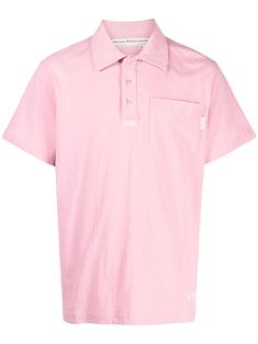 pink cotton logo print at the chest chest patch pocket polo collar short front button fastening short sleeves straight hem Collared Cotton T-shirt With Logo Print, Collared Cotton Shirt With Logo Print, Cotton Collared Shirt With Logo Print, Collared Cotton Shirt With Logo, Cotton Polo Collar Shirt With Logo Print, Cotton Short Sleeve T-shirt With Button Closure, Casual Short Sleeve Polo Shirt With Logo Print, Cotton Polo T-shirt With Logo Print, Cotton Short Sleeve Polo Shirt With Button Closure