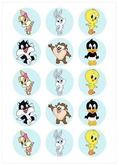 cartoon character stickers with different types of animals and birds in the middle of them