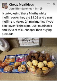 Muffin Mix, Snacks For Kids, Delicious Snacks Recipes, Mini Muffins, Breakfast Brunch Recipes, Lunch Snacks, Cheap Meals, Breakfast Recipes Easy, Breakfast Food