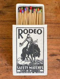 a box of matches with the label rodeo on it