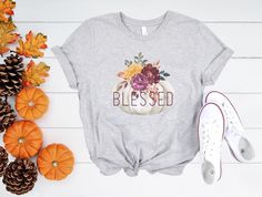 Blessed Shirt Fall Shirt Pumpkin Shirt Thanksgiving Shirt - Etsy Pumpkin Spice Shirt, Blessed Shirt, Thankful Shirt, Thanksgiving Tee, Librarian Shirt, Autumn T Shirts, Reading Shirts, Fall Tee