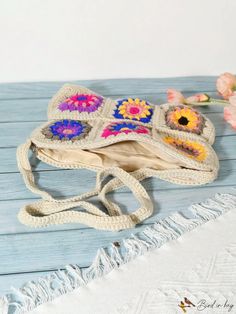 BirdinBag - Zippered Floral Crochet Bag: Perfect for Stylish Vacations Bags Pattern, Bag With Zipper, Floral Crochet, Word Wrap, Crochet Bag Pattern, Crochet Bags, Bird In Bag, Bag For Women, Acrylic Material