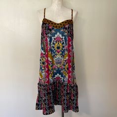 New With Tags. No Stains Or Flaws Anthropologie Size Medium 19 Inches Pit To Pit Approx 40 Inches In Length Velvet Tank Dress Adjustable Straps Beautiful Funky Print! Colorful Patterned Sundress, Multicolor Sundress Midi Dress For Casual Wear, Pink Bohemian Mini Dress With Spaghetti Straps, Bohemian Pink Spaghetti Strap Mini Dress, Pink Bohemian A-line Midi Dress, Multicolor Ruffled Midi Sundress, Vibrant Print Sundress With Spaghetti Straps, Bohemian Multicolor Sundress, Pink Dress With Colorful Pattern