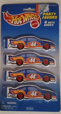 three hot wheels cars are in the package