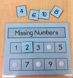 the missing numbers game is shown on a table